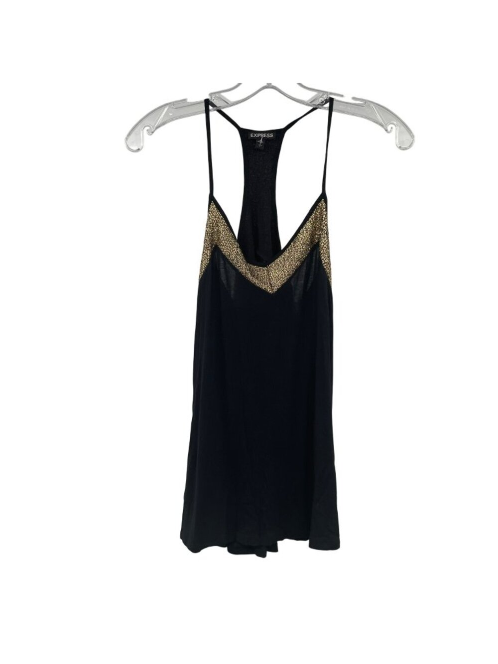 Express Womens Sleeveless Top Racerback Black/Gold Size Small